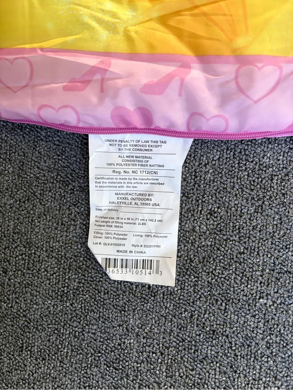 Disney Princess Pink Girls Sleeping Bag - Glitter & Glamour New without tags 🏷️